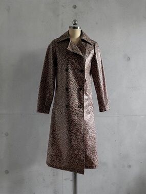 Brand New Something Navy Leopard Rain Trench Coat